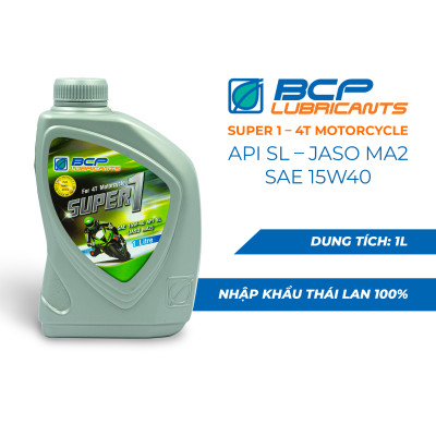 Nhớt Xe Số BCP Super 1 SAE 15W40, API SL, JASO MA (1 Lít)