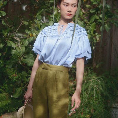 Áo Lụa Nhún Vân TOP221 thời trang thiết kế Hity