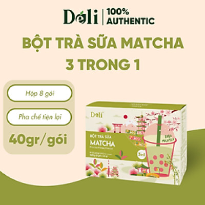 Bột trà sữa Matcha 3in1 Déli - Hộp 320gr (8 gói), pha chế trà sữa tiện lợi, nhanh chóng