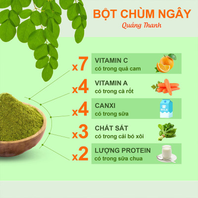 Bột Chùm Ngây Sấy Lạnh Nguyên Chất Gói 100gr  - Bột dinh dưỡng ăn dặm cho bé, tăng cường sức khỏe