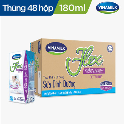 Thùng 48 Hộp Sữa tiệt trùng Vinamilk Flex không Lactose 180ml