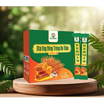 Mật Ong Đông Trùng Hạ Thảo BIO HOPE, Hỗ Trợ Sức Khỏe, Chống Lão Hóa, Ngăn Ngừa Ung Thư, Giảm Stress, Giúp Ngủ Ngon Sâu Giấc - Hộp 20 Gói