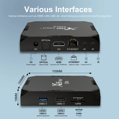Android Tivi Box X96 Max plus ultra S905X4 Ram 4G Rom 32G Wifi Kép Có Bluetooth Cài Sẵn Ứng Dụng Xem Phim HD Và Truyền Hình Cáp miễn phí vĩnh viễn - Hàng Nhập Khẩu