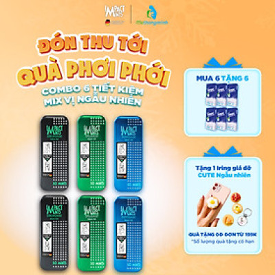 Combo 6 Hộp Kẹo Bạc Hà Không Đường Impact Mints 9g (tặng kèm 6 gói Tempo) 