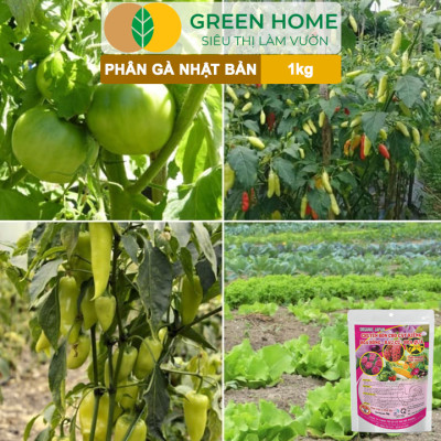 Phân Gà Greenhome, Bao 1kg, Nhập Khẩu Nhật, Viên Nén, Hữu Cơ Bón Rau, Quả
