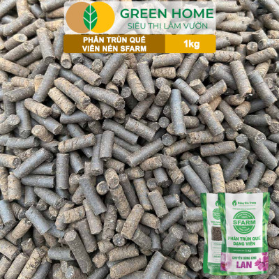 Phân Trùn Quế Viên Nén Greenhome, Sfarm, Bao 1kg, Dinh Dưỡng Hữu Cơ, Không Mùi, Tốt Cho Lan, Bonsai, Rau, Cây Ăn Trái