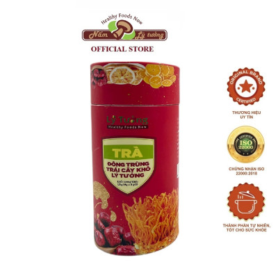 Trà Đông Trùng Trái Cây Khô Lý Tưởng 120g, Lọ Trà Cứng Gồm 8 Gói Nhỏ, Sản Phẩm Đạt Chứng Nhận OCOP 3 Sao Của Thành Phố Hà Nội