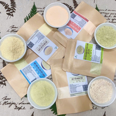 Combo 5 loại bột sấy lạnh: bột đậu gà, bột đậu lăng đỏ, bột đậu hà lan, bột đậu nành đen xanh lòng, bột yến mạch tươi nguyên chất, siêu mịn, không biến đổi gen (mỗi gói 100g)