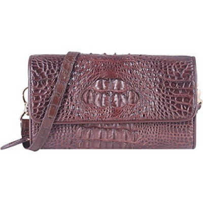 Túi Đeo Nữ Da Cá Sấu Huy Hoàng HT6258 (12 x 21 cm) - Nâu Đất