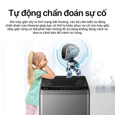 Máy giặt Hisense 8kg WTZQ8012UT Giặt Eco tiết kiệm điện năng, bảo hành 24 tháng - HÀNG CHÍNH HÃNG