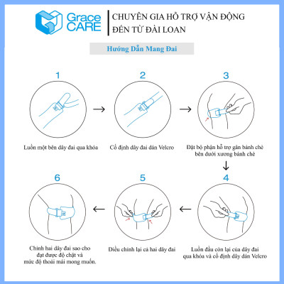 Đai Cố Định Khớp Gối Dưới, Xương Bánh Chè Grace Care KB224 – Giảm Đau, Cố Định, Hỗ Trợ Vận Động