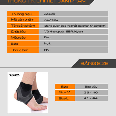 Đai bảo vệ mắt cá chân AOLIKES A-7130 hỗ trợ chống lật cổ chân khi chơi thể thao sport ankle pads