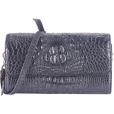 Túi Đeo Chéo Nữ Da Cá Sấu Huy Hoàng HT6228 (14.5 x 24.5 cm) - Đen