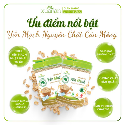 Yến Mạch Nguyên Chất Cán Mỏng Xuân An [ko đường]Hộp400G(Tặng 1 Túi Yến Mạch 150G)