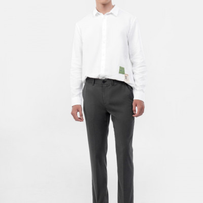 Quần Vải Nam ROUTINE Form Slim Crop vải mềm màu xám - 10F21PFO002CR1 | LASTORE MENSWEAR
