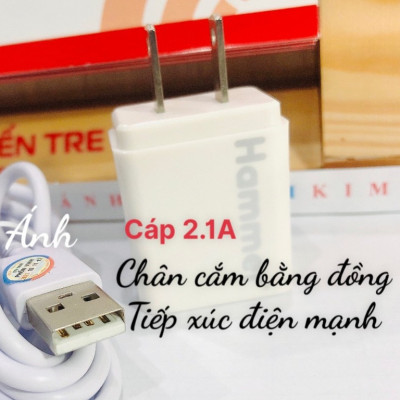 Bộ củ và cáp sạc Ham mer 2.1A Chân cắm L, Hàng Chính Hãng check QR bảo hành 12 tháng