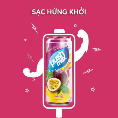 Lốc 6 Lon Nước Trái Cây Chanh Leo Pushmax (320ml x 6 Lon)