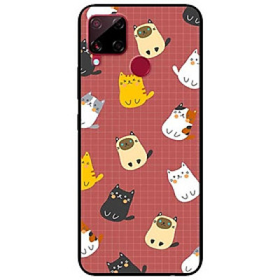 Ốp lưng dành cho Realme C15 mẫu Mèo Nền Nâu