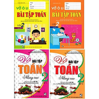Sách - Vở Ô Li Bài Tập Toán + Vở Bài Tập Toán Nâng Cao Lớp 2 - Combo 4 Cuốn - Bám Sát SGK Kết Nối Tri Thức - Hồng Ân