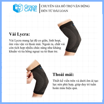 Đai Bảo Vệ Khuỷu Tay Grace Care ED320 – Đan 3D Đàn Hồi, Giảm Đau, Hỗ Trợ Vận Động