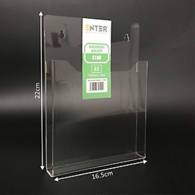 Kệ nhiều giấy treo tường mica Enter C10H 15x21cm A5 đứng, đáy 25mm, có hậu mica