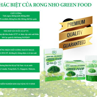COMBO 5 túi zipper RONG NHO GREEN FOOD + tặng kèm 5 túi xốt 15ml (mỗi túi 100gram nở được 250gram tươi)