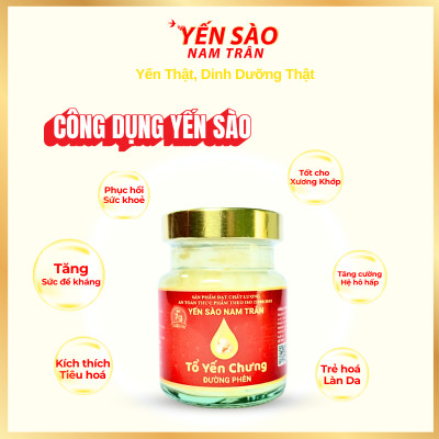 [Set 6 lọ Không hộp] Yến sào chưng Đường Phèn 7 gram Tổ Yến Tươi - Yến Sào Nam Trân, Bồi bổ sức khoẻ. Lọ 70 ml