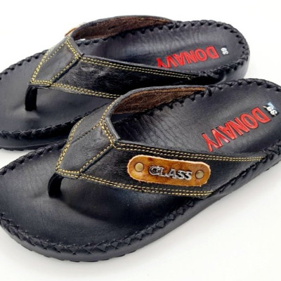 DÉP KẸP NAM DA BÒ - ĐÍNH KHUY CLASS THỜI TRANG 