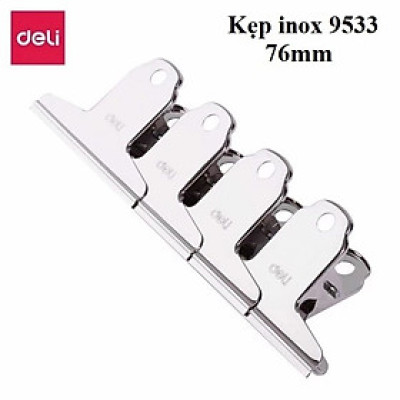 Kẹp inox Deli 9531 / 9532 / 9533 - Kẹp giấy kẹp tài liệu inox cỡ 76mm / 102mm / 145mm