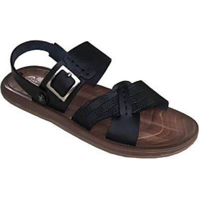 Dép sandal nam màu  đen da bò cao cấp Trường Hải SDN0123