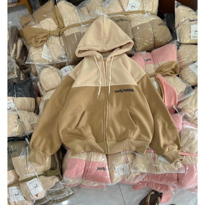 Áo khoác nỉ nỉ dệt thêu BUD cute phong cách-A2114