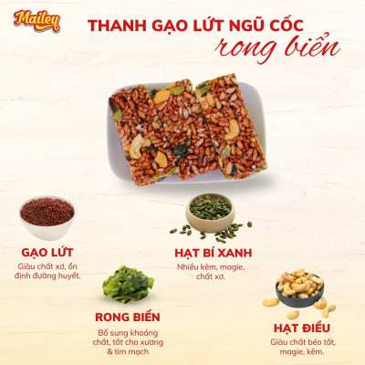 [COMBO 4 TÚI 1KG] Thanh gạo lứt chà bông/rong biển mix hạt Mailey Túi 250g - Bánh gạo lứt ăn kiêng hỗ trợ giảm cân