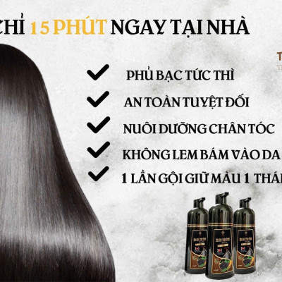 Dầu Gội Nhuộm Đen / Nâu Tóc SINORI Thảo Dược Chai 500 ml, Phủ Bạc Chiết Suất Từ Nhân Sâm, Hà Thủ Ô, Ngũ Bội Tử, Trắc Bạch Diệp, Vừng Đen Và Gừng, Hoàn Toàn Từ Thiên Nhiên