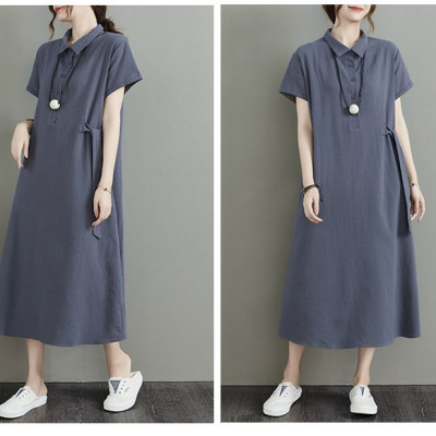 Đầm suông nữ thiết kế cổ đức bổ phối cúc trơn basic cá tính, chất đũi mềm mát cao cấp HB61