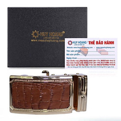 HT9224 - Đầu khóa da cá sấu Huy Hoàng 4 phân đầu vàng màu nâu đỏ