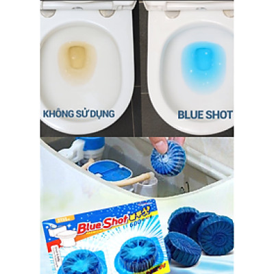 Set 2 Vỉ (4 viên) thả vệ sinh khử mùi khử khuẩn bồn cầu Blueshot Hàn Quốc (1 viên 600 lần xả nước, dùng được hơn 1 tháng) - Hàng chính hãng