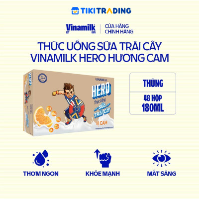Thùng Thức uống sữa trái cây vị cam Vinamilk Hero 180ml - 48 hộp/Thùng