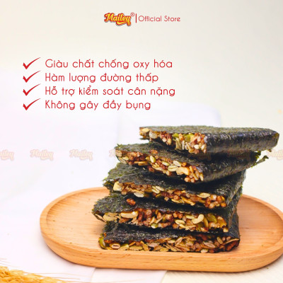 Rong biển kẹp hạt dinh dưỡng Mailey Túi 250g - hỗ trợ ăn kiêng giảm cân, bánh ngũ cốc dinh dưỡng
