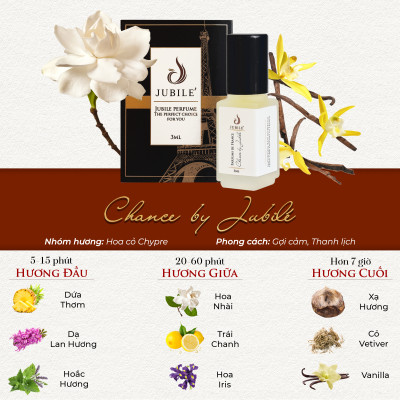 Chance by Jubilé - Tinh dầu nước hoa Pháp Nữ Minisize Dạng lăn 3ml Thơm Lâu, Sang Trọng, Quyến Rũ