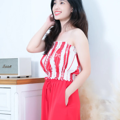 Áo ống LMcation Carol - Sọc Trắng Đỏ