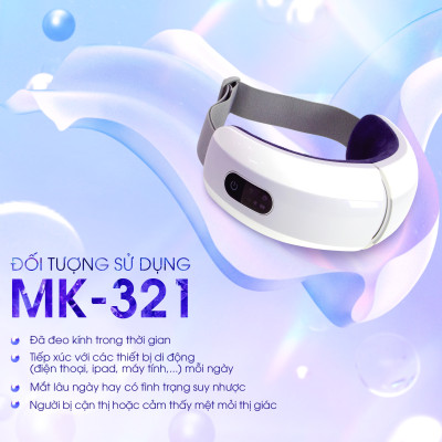 Máy Massage Mắt Nhiệt Hồng Ngoại Buheung MK-321 Giúp thư giãn mắt, gấp gọn 180 độ, BH chính hãng 12 tháng