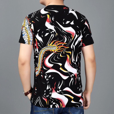 Áo Phông Nam Cổ Tròn Có Tay Họa Tiết Rồng Triều Fancy ( Mã AN02)