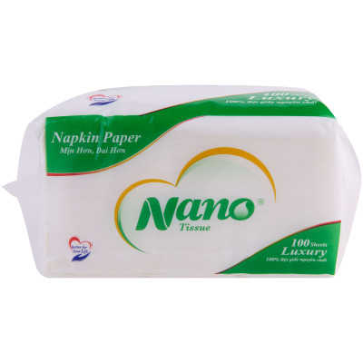 [Mua 10 tặng 1] Khăn giấy rút lụa Nano Napkin 100 tờ, Giấy ăn khô vuông siêu dai cao cấp mềm dai an toàn - Nano Tissue
