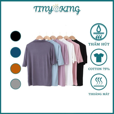 Áo thun cổ lọ nữ chất cotton cao cấp co giãn T17