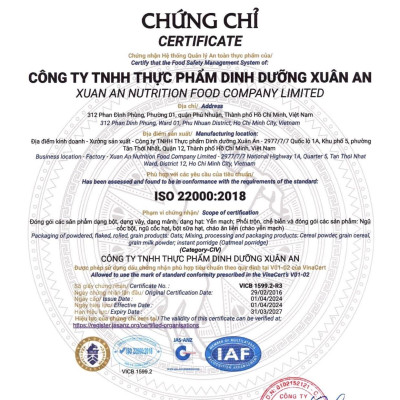 Thùng 30 Gói Cháo Yến Mạch Rau Nấm Xuân An 40G [chay dùng được] (Tặng Kèm 5 Gói)