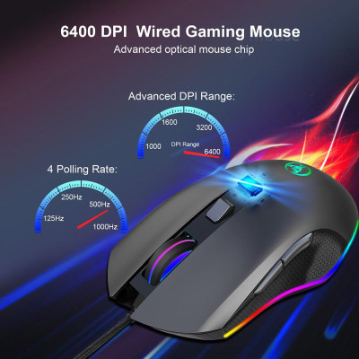 Chuột chơi game có dây HXSJ 6400DPI có thể điều chỉnh A866