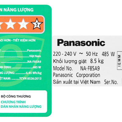 NA-F85A9BRV - Máy giặt cửa trên Panasonic 8.5 Kg không inverter NA-F85A9BRV - Hàng Chính Hãng [Chỉ Giao Tại HCM] 