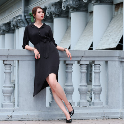 Đầm Tay Liền Đầm Kiểu Sang Trọng Thời trang thiết kế Hity DRE130 (Đen Huyền Bí)