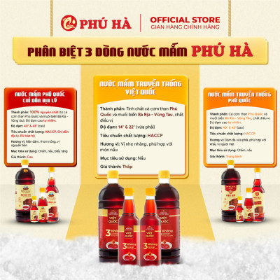 Nước mắm truyền thống Việt Quốc Phú Hà 22 độ đạm - 1 Chai 500ml