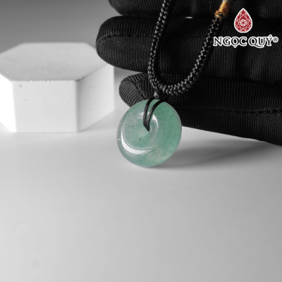 Mặt dây chuyền đồng điếu đá thạch anh dâu xanh 20mm mệnh hỏa, mộc - Ngọc Qúy Gemstones